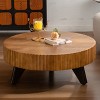 35.4 inRound Retro Coffee Table, Coffee Table Suitable For Coffee and Home Decor, Natural - 3 of 4