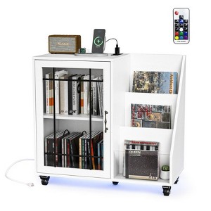 Karl Home Record Player Stand Storage with LED Lights ＆ Charging Station - 1 of 3