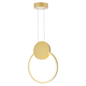 CWI Lighting Pulley 12 in LED Satin Gold Mini Pendant - 1 of 3