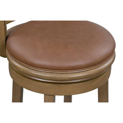 Caramel Faux Leather and Wood Swivel Counter Stool