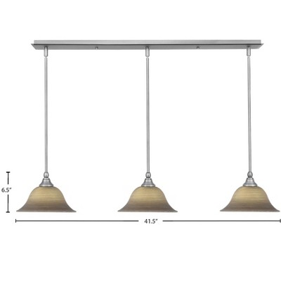 Toltec Lighting Any 3 - Light Chandelier in  Brushed Nickel with 10" Gray Linen  Shade