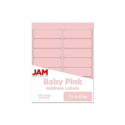 JAM Paper Address Labels 1 1/3 x 4 Baby Pink 14 Labels/Sheet 9 Sheets/Pack 126 Labels/Pack
