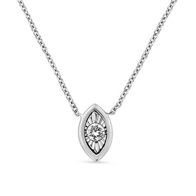 10K White Gold 1/10 Cttw Miracle Set Round-Cut Diamond Pendant Necklace