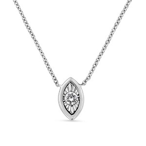 10K White Gold 1/10 Cttw Miracle Set Round-Cut Diamond Pendant Necklace - 1 of 4