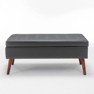 NicBex Storage Ottoman Bench for Bedroom,Leather and Linen Storage Bench with Solid Wood Legs,Ottoman for Living Room,Bedroom,Entryway - 1 of 4