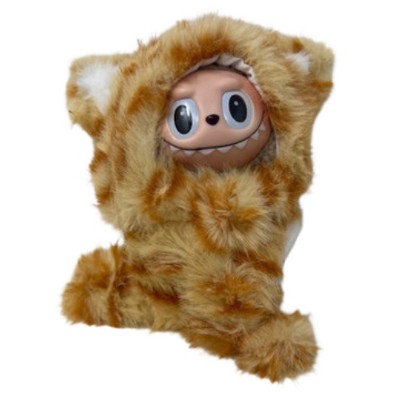 Doll Clothes Superstore Fuzzy Yellow Striped Cat Costume for 17.5 cm Labubu Dolls