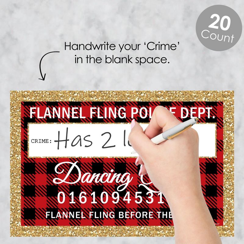 Big Dot of Happiness Flannel Fling Before the Ring - Party Mug Shots - Photo Booth Props Buffalo Plaid Bachelorette Party Mugshot Signs - 20 Count, 2 of 8