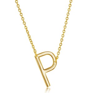 Bella Silver Sterling Silver Sideways Initial 18" Pendant Necklace - Available Colors: Silver, Gold - 1 of 2