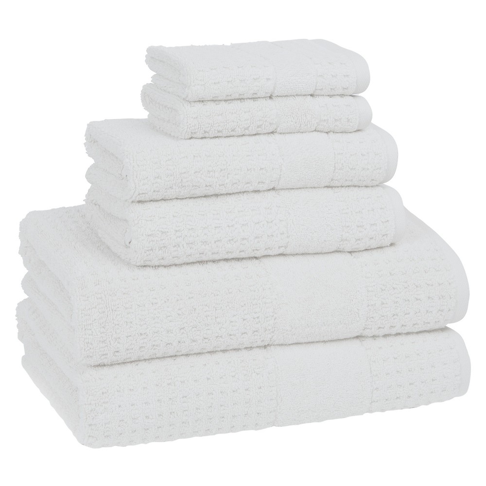 Photos - Towel 6pc Checkered Bath  Set White - Cassadecor