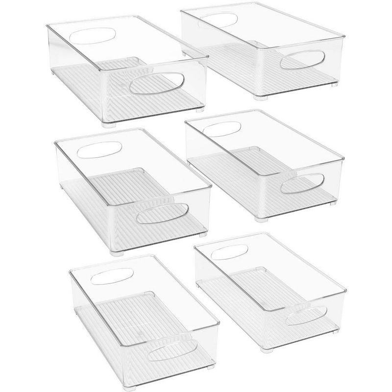 Sorbus 6 Pack Medium Stackable Clear Storage Bins with Handles- for Kitchen Pantry, Freezer & Fridge Organization, 1 of 13