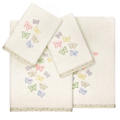 Linum Home Textiles 100% Turkish Cotton MARIPOSA Embellished Towel Set