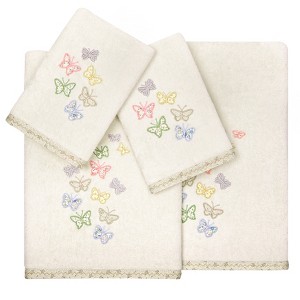 Linum Home Textiles 100% Turkish Cotton MARIPOSA Embellished Towel Set - 1 of 4