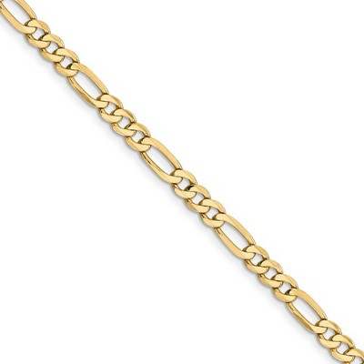 Black Bow Jewelry 4.75mm, 14k Yellow Gold, Flat Figaro Chain Necklace