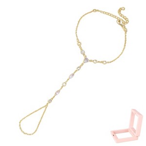 Gold-Tone Crystal Hand Chain with Finger Loop, Multi-Shaped Stone Jewelry for Women, Party & Special Occasions - 1 of 4