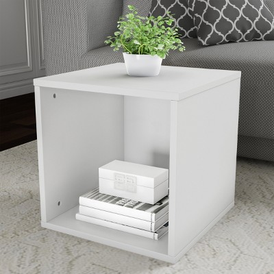 Hastings Home Minimalist Cube End Table, White