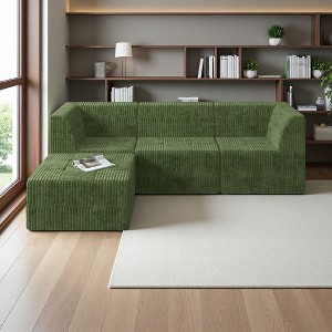 97.25" Corduroy L-Shaped Modular Sectional Sofa, 4-Piece Set - 1 of 4