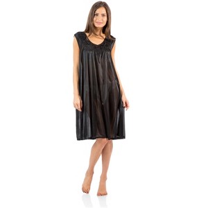 Casual Nights Women's Sleeveless Flower Satin Nightgown - 1 of 3