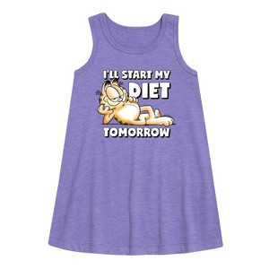 - Garfield - Start My Diet Tomorrow Graphic Sleeveless Aline Dress - 1 of 3