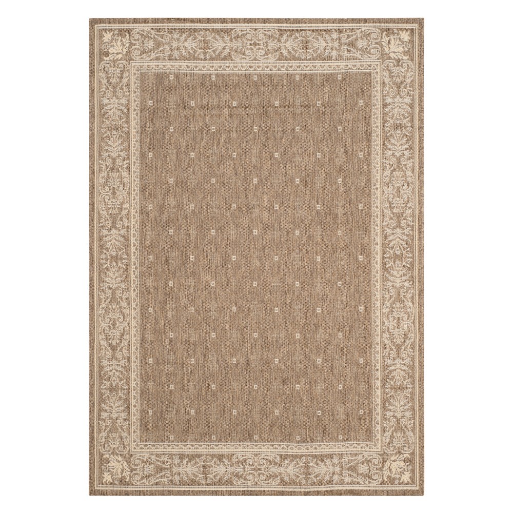 6'7 X9'6  Rectangle Herning Outdoor Rug Brown/Natural - Safavieh Herning indoor outdoor rugs bring interior design style to busy living spaces, inside and out. Herning is beautifully styled with patterns from classic to contemporary, all draped in fashionable colors and made in sizes and shapes to fit any area. Herning rugs are made with enhanced polypropylene in a special sisal weave that achieves intricate designs that are easy to maintain - simply clean with a garden hose. Herning indoor-outdoor rugs are made with durable synthetic materials to help them to withstand high traffic and natural weather elements. Size: 6'7  X 9'6 . Color: Brown / Natural. Pattern: Geometric.