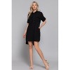 Slickblue Women’s Linen Effect Mini Dress, Roll-Up Sleeves, Straight Style, Black/Sand, Size S–L - 3 of 4