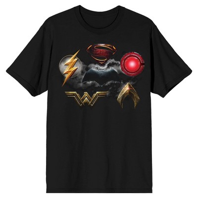Justice League Movie Superhero Logos Men's Black T-shirt-xs : Target