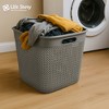 Life Story Extra Large Storage Basket, Decorative Plastic Home Organizer, Lightweight Versatile Tub with Built-In Handles, 26 Quart, Gray - 4 of 4