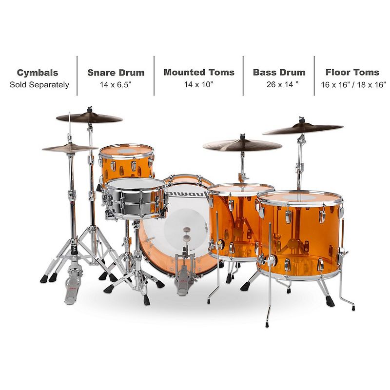 Ludwig Vistalite Zep 5-Piece Shell Pack Amber, 2 of 4