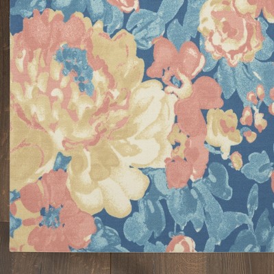Waverly Floral Blue Outdoor Area Rug