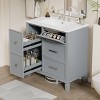 30 Inch Black Bathroom Vanity with Ceramic Sink, Modern Bathroom Sink Cabinet with Flip-Out Drawer Design - 2 of 4
