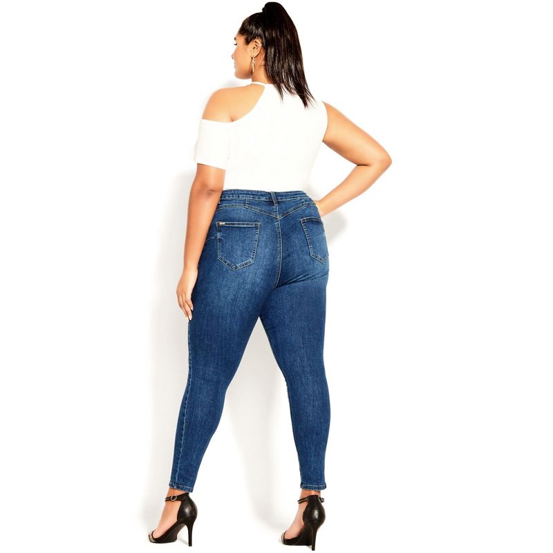 Women's Plus Size Asha Spirit Crop Jean - mid denim | CITY CHIC, 2 of 6