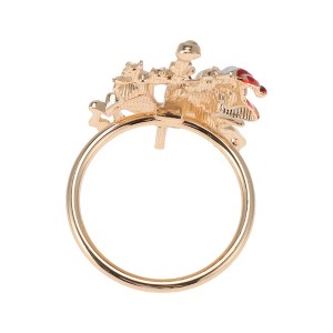 Unique Bargains Napkin Rings Stainless Steel Green Gold Tone 1Pcs - 1 of 3