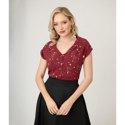 Unique Vintage Women's Twill Sleeveless Blouse
