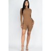 Slickblue Fitted Ribbed Knit Long Sleeve Romper with Mock Neck and Zipper Back - Mocha/Olive/Blue Haze, Size S-L - 3 of 4