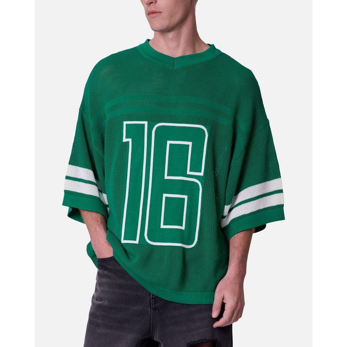 mnml Mens Open Knit Varsity Jersey - thumbnail 5