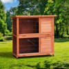GDFStudio Longman Outdoor 41" Metal and Wood 2-Story Rabbit Hutch with Non-Slip Ramp and 2 Removable Trays - 2 of 4