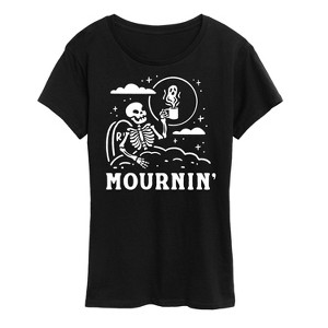 Women's - Instant Message - Mournin Skeleton And Coffee Short Sleeve Graphic T-Shirt - 1 of 4