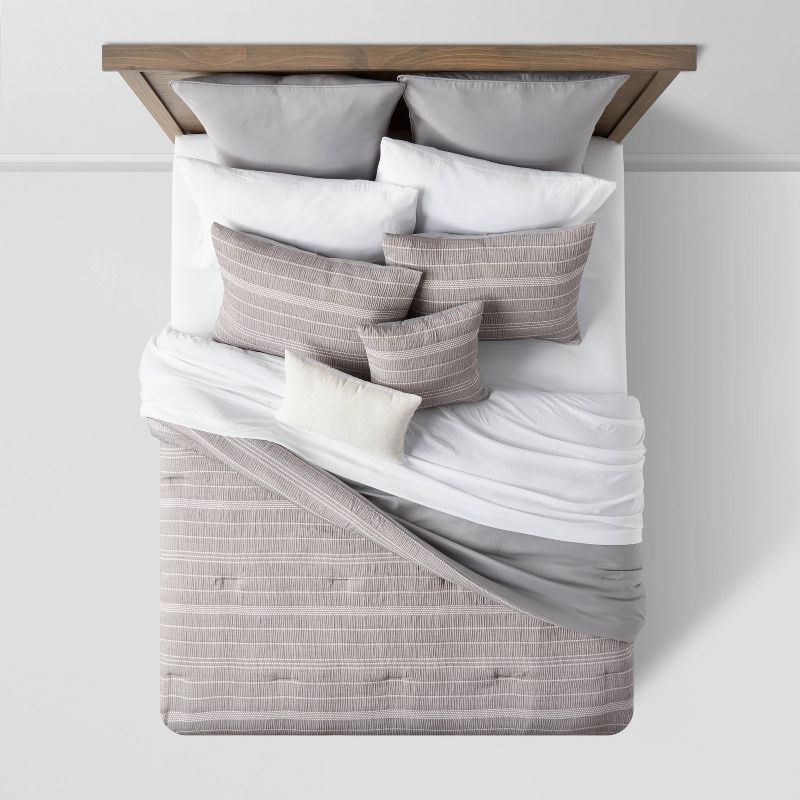 12pc Chambray Matelasse Stripe Comforter & Sheet Bedding Set Gray - Threshold™, 3 of 13