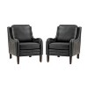 Set of 2 Regina 27.56" Wide Genuine Leather Armchair with Removable Cushions and English Arms  | ARTFUL LIVING DESIGN - 2 of 4