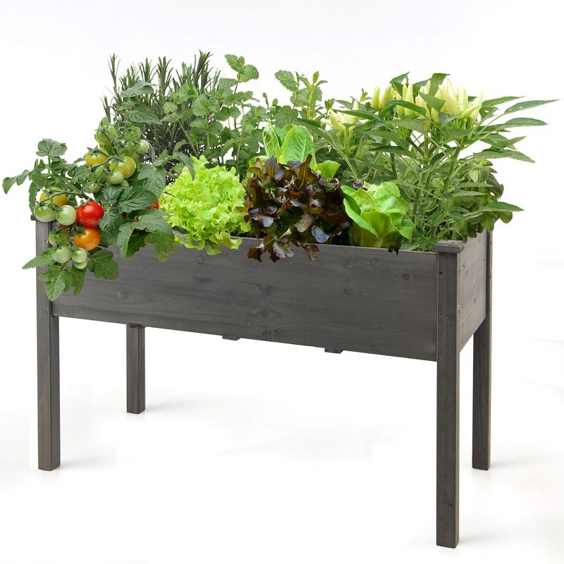 Costway Wooden Raised Vegetable Garden Bed Elevated Grow Vegetable Planter Natural/Grey, 2 of 11