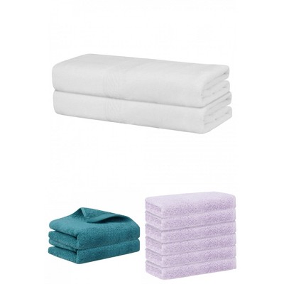 REGALWOVEN Absorbent Solid Bath Hand Face Cloths Cotton Towels 3 Piece Sets