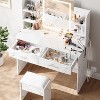 Makeup Vanity Table and Chair Set with 2 Storage Drawer 4 Shelves, Power Outlet, 3 Color Modes Adjustable LED Mirror & Stepless Dimmable for Bedroom - 4 of 4