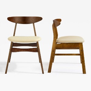 WestinTrends Mid Century Modern Solid Wood Upholstered Dining Side Chair (Set of 2) - 1 of 4