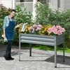 Tangkula 46" x 24" x 32" Galvanized Raised Garden Bed w/ Legs Drainage Holes for Flowers - 4 of 4