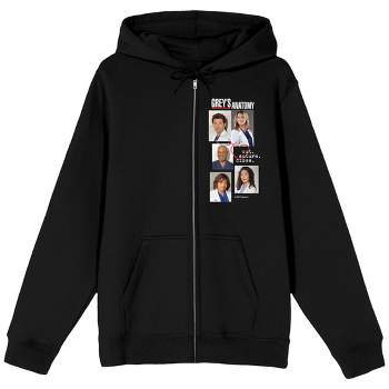 Grey's Anatomy Cross Collage Art Long Sleeve Black Adult Hooded Sweatshirt