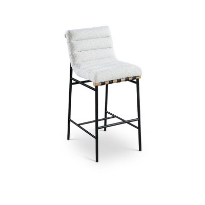 Meridian Furniture,Burke Cream Boucle Fabric Bar Stool