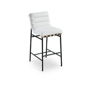 Meridian Furniture,Burke Cream Boucle Fabric Bar Stool - 1 of 4