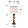 Kathy Ireland Vintage Table Lamps 30" Tall Set of 2 Aged Bronze Marbleized Golden Off White Oval Shade for Living Room Bedroom - 4 of 4