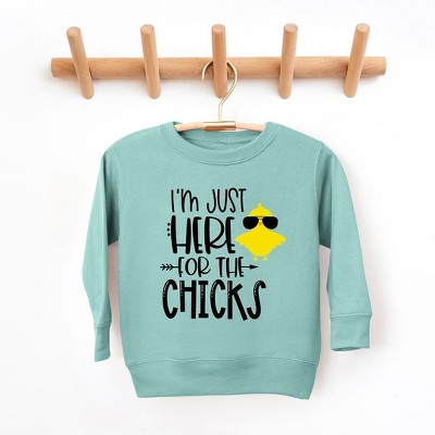 The Juniper Shop I'm Just Here For The Chicks Toddler Graphic Sweatshirt