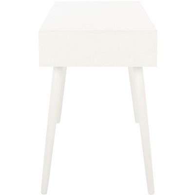 Distressed White Mid-Century Writing Desk with Drawer
