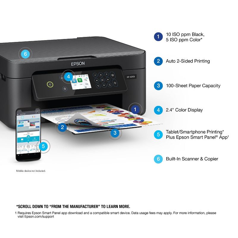 Epson Expression Home XP-4205 Small-in-One Inkjet Printer, Scanner, Copier - Black, 5 of 10
